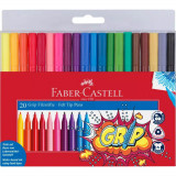 Cumpara ieftin Set 20 Carioci Faber-Castell Grip, Diverse Culori, Varf Rezistent la Presiune, Carioci Colorate, Carioci la Set, Set de Carioci, Carioci Culori Divers