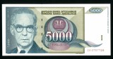 Iugoslavia 1992 - 5000 dinara UNC, replacement