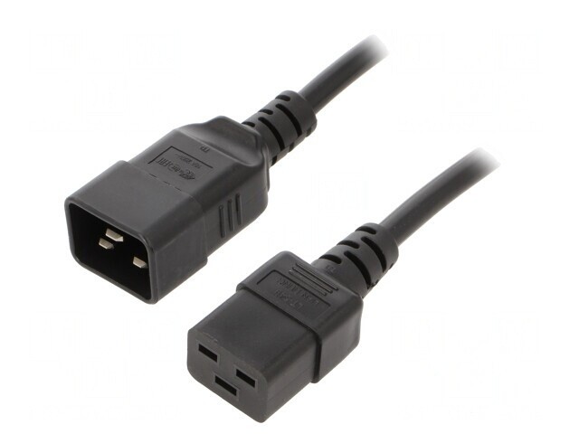 Cablu Alimentare IEC C19 Mamă la IEC C20 Tată 1m Negru 16A