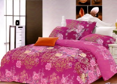 Lenjerie de pat matrimonial cu husa elastic pat si fata perna dreptunghiulara, Glamour, bumbac ranforce, gramaj tesatura 120 g/mp, multicolor foto