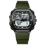 Ceas barbatesc digital Poedagar CS1764, silicon, verde, cadran negru