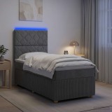 Cumpara ieftin Pat cu arcuri LED si saltea Gri inchis 80 x 200 cm Tesatura
