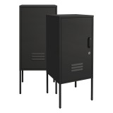 Set 2 bucati noptiera, en.casa, PXSL-0152 Hausj&auml;rvi, 82 x 35 x 35 cm, otel, negru, cu usi cu incuietoare si 4 chei HausGarden Leisure