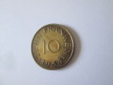 Saarland 10 Franken 1954 in stare foarte bună