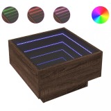 Cumpara ieftin Masuta de cafea cu LED stejar maro 50x50x30 cm lemn prelucrat