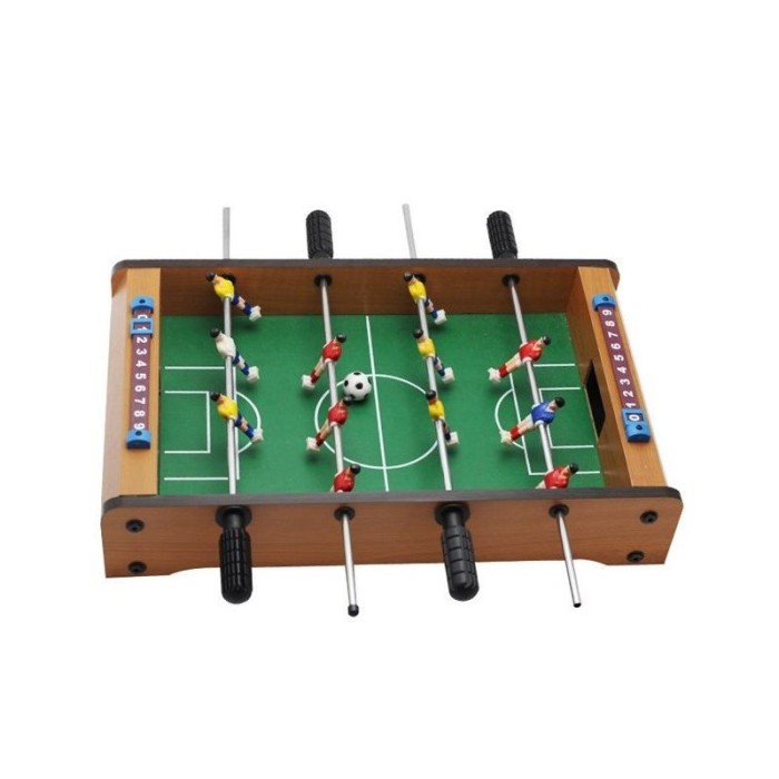 Joc Fotbal de masă cu teren, eMazing, 12 jucători, panou de scor, din metal, lemn și ABS, 34.5 x 23 x 7 cm, potrivit pentru copii