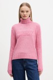 Tommy Jeans pulover din amestec de l&acirc;nă culoarea roz, cu guler, DW0DW21687