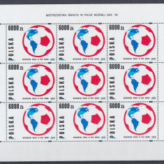 POLONIA 1994 CAMPIONATUL MONDIAL DE FOTBAL SUA COALA MICA DE 9 TIMBRE MNH