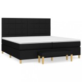 Cumpara ieftin Pat box spring cu saltea, negru, 200x200 cm, textil