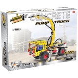 Kit constructie STEM Camion cu pompa pentru turnat ciment, nivel avansat, 398 piese