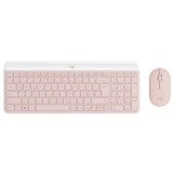 Kit tastatura + mouse wireless Logitech MK470, Slim, layout US INTL, Rose