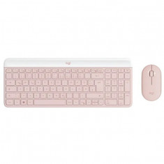 Kit tastatura + mouse wireless Logitech MK470, Slim, layout US INTL, Rose