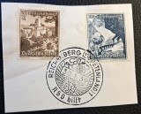 Germania / Sudetenland (1938&ndash;1939)Decupaj / Pereche 3+2Pf &amp; 4+3Pf "Winterhilfswerk / Ostmark" Ștampilă "Reichenberg 30.01.1939" (USED) BN1