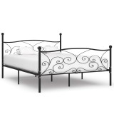 Cumpara ieftin Cadru de pat cu baza din sipci, negru, 180 x 200 cm, metal