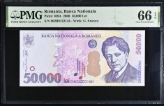 50.000 lei 2000 PMG66 UNC bancnota gradata