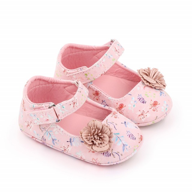 Pantofiori roz pentru fetite - Frunzulite colorate (Marime Disponibila: 0-3