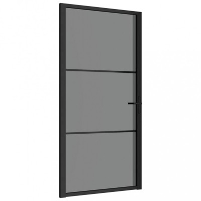 Ușă de interior, 102,5x201,5 cm, Negru, sticlă ESG și aluminiu foto
