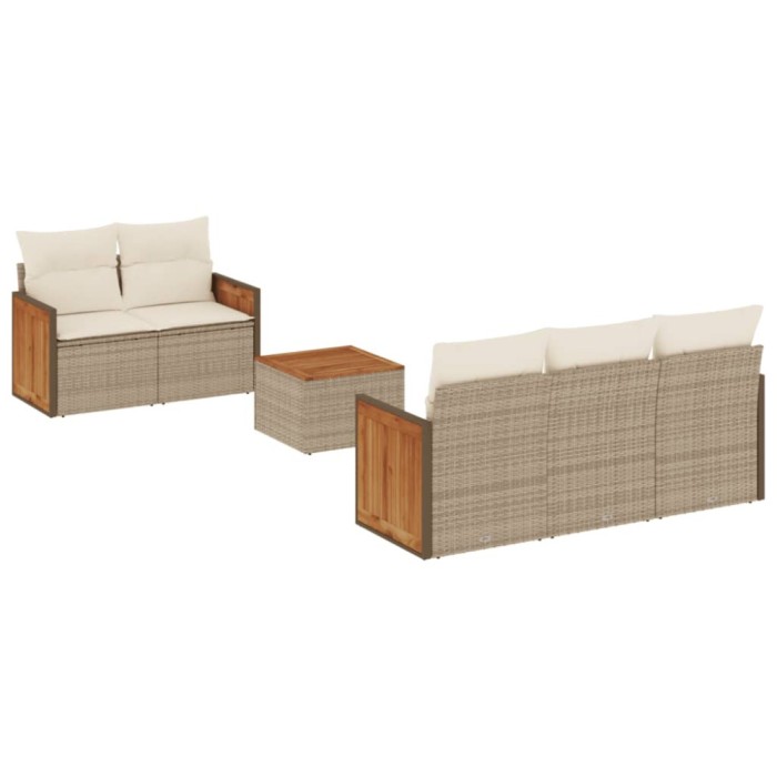 Set canapele de gradina cu perne, 6 piese, bej, poliratan