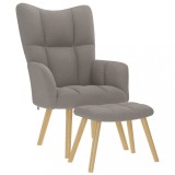 VidaXL Scaun de relaxare cu taburet, gri taupe, textil