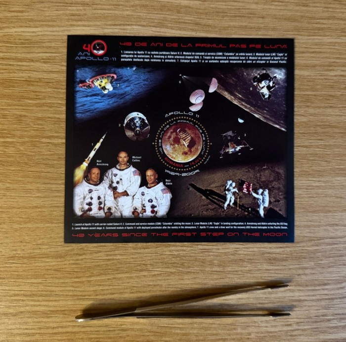 APOLLO 11 - 40 de Ani de la primul pas pe Luna, colita dantelata 2009 LP 1837
