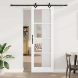 Ușă glisantă cu set de accesorii &quot;ORKDAL&quot; Alb Lemn masiv &amp; Sticlă
