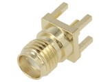 Conector SMA mamă drept THT pentru PCB, aurit, PTFE - ADAM TECH