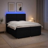 Cumpara ieftin Pat boxspring cu saltea Negru 200 x 200 cm Tesatura