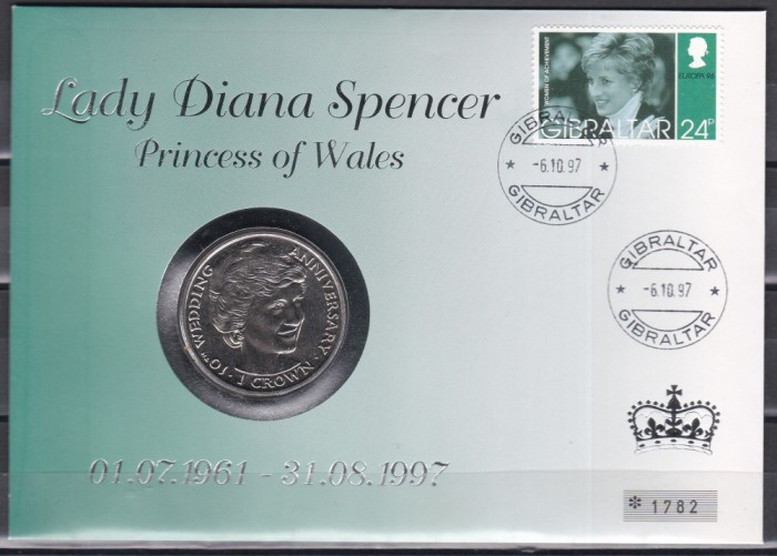 Gibraltar 1997 - Lady Diana, FDC Numis