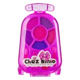 Valiza Shopiens&reg; pentru fetite cu cosmetice, fard cu glitter, ruj roz si rosu, doua pensule duble