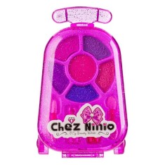 Valiza Shopiens&amp;reg; pentru fetite cu cosmetice, fard cu glitter, ruj roz si rosu, doua pensule duble foto