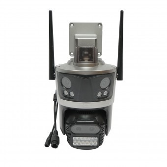 Camera de supraveghere 4 lentile, 3 obiective 12 MP, 2 CPU dual control, P2P WIFI 2.4G, PTZ cu senzor de miscare, alarma, night vision, AI detectie um