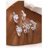 Set de 5 Inele Elegante, Cupru &amp; Zirconiu Cubic - Silvelle - 628383