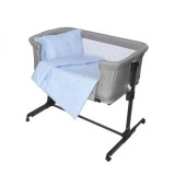 Set lenjerie pat 5 piese Lorelli Little Bear Blue, 100% bumbac ranforce, Eva, dimensiune interioara 90x50 cm
