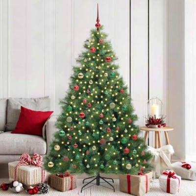 vidaXL Brad de Crăciun artificial cu 300 LED Verde 180 cm PE și PVC 3397791 foto