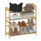 HOMCOM Etajeră pentru pantofi din bambus cu 4 nivele, suport pentru 12 perechi, 67,5 x 24,7 x 72 cm, efect lemn natural | Aosom Romania