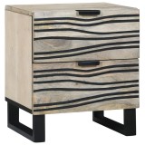 VidaXL Noptiere cu Sertar Alb/Negru 40x33.5x46cm Lemn Mango Masiv, Picioare Fier, Design Dormitor, Depozitare Optima