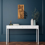 Decoratiune de perete, Cat 10, 50% lemn/50% metal, Dimensiune: 38 x 58 cm, Nuc / Negru, Skyler