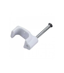 Cleme clips fixare cablu patrat plastic cu cui 6mm alb 100buc Well foto