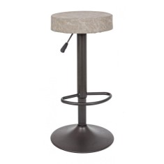 Scaun de bar cadru fier gri si sezut piele ecologica gri deschis Piper 35 cm x 35 cm x 64/85 h