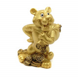 Statueta feng shui tigru auriu cu sacul prosperitatii - 9cm, Stonemania Bijou