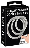 Inele din silicon cu aspect metalic Metallic Silicone Cock Ring Set, Orion