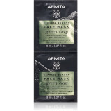 Apivita Express Beauty Cleansing Face Mask Green Clay masca de curatare si netezire cu argila verde 2 x 8 ml