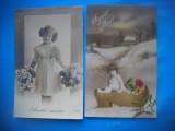 HOPCT 1798 COPII--ROMANTICA-FRANTA-LOT 2 CARTI POSTALE VECHI-CIRCULATE