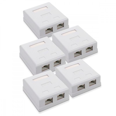 Set 5 Prize duble de RJ45 retea pentru cablu Ethernet CAT6A, Kwmobile, Alb, Metal, 50059.02.01 foto