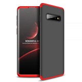 Husa Samsung Galaxy S10 - Protectie 360 grade, 3 in 1, Plastic, Neagra/Rosie, Universal