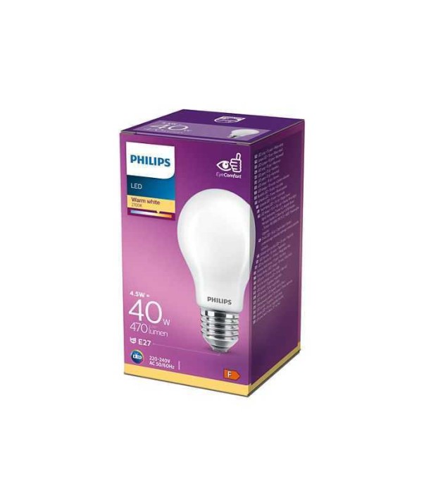 Bec LED filament Philips E27 A60 4.5W (40W) 470lm lumina calda 2700K