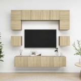 vidaXL Set de dulapuri TV, 8 piese, stejar sonoma, lemn prelucrat 3079006