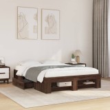 VidaXL Cadru pat fără saltea stejar maro, 140x190 cm, lemn prelucrat