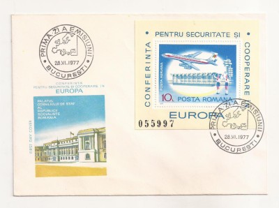 P3 Plic FDC-Prima zi a emisiunii-Conferinta pentru securitate, necirculat 1977 foto