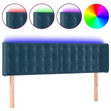Cumpara ieftin Tablie de pat cu LED, albastru inchis, 147x16x78/88 cm, catifea